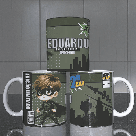 5 Artes para Caneca Super Heróis Kids Arquivo Editável