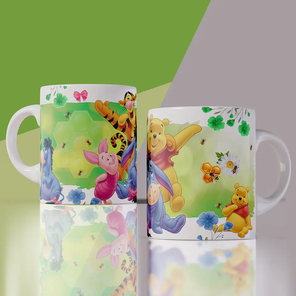 5 Artes para Caneca Ursinho Pooh Arquivo Editável 2