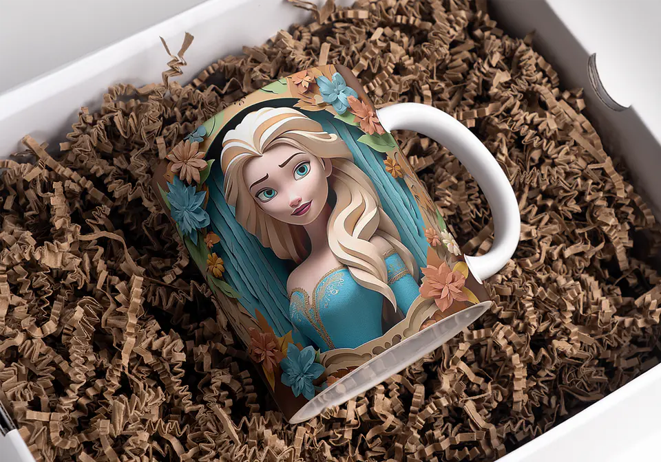 5 Artes para Caneca 3D Princesas da Disney Arquivo em Jpg 3