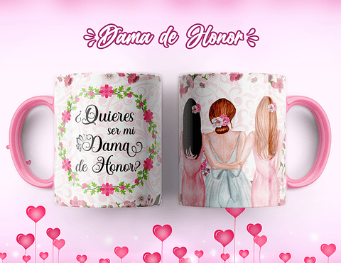 7 Artes para Caneca Dama de Honrra Arquivo Editável