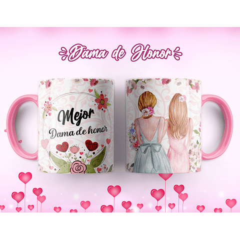 7 Artes para Caneca Dama de Honrra Arquivo Editável