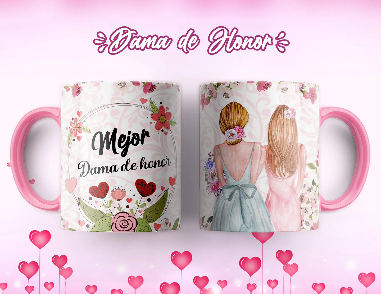 7 Artes para Caneca Dama de Honrra Arquivo Editável 3