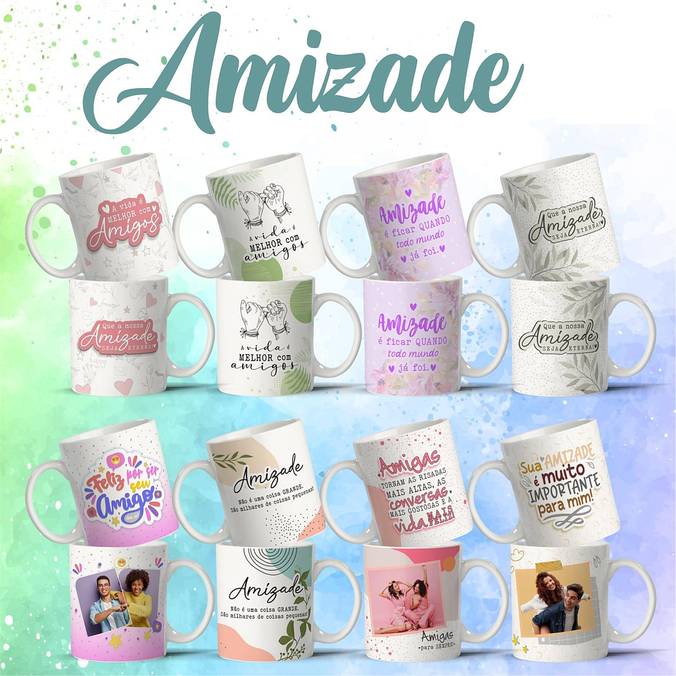 8 Artes para Caneca Amizade Amigos Arquivo Editável 1