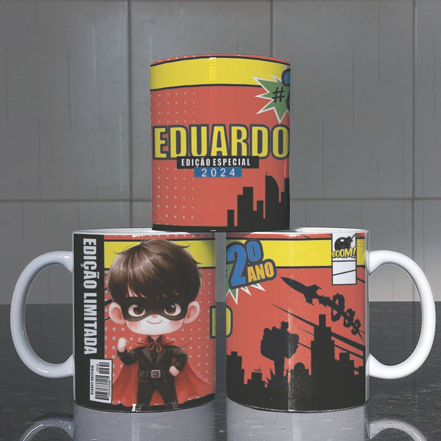 5 Artes para Caneca Super Heróis Kids Arquivo Editável 5