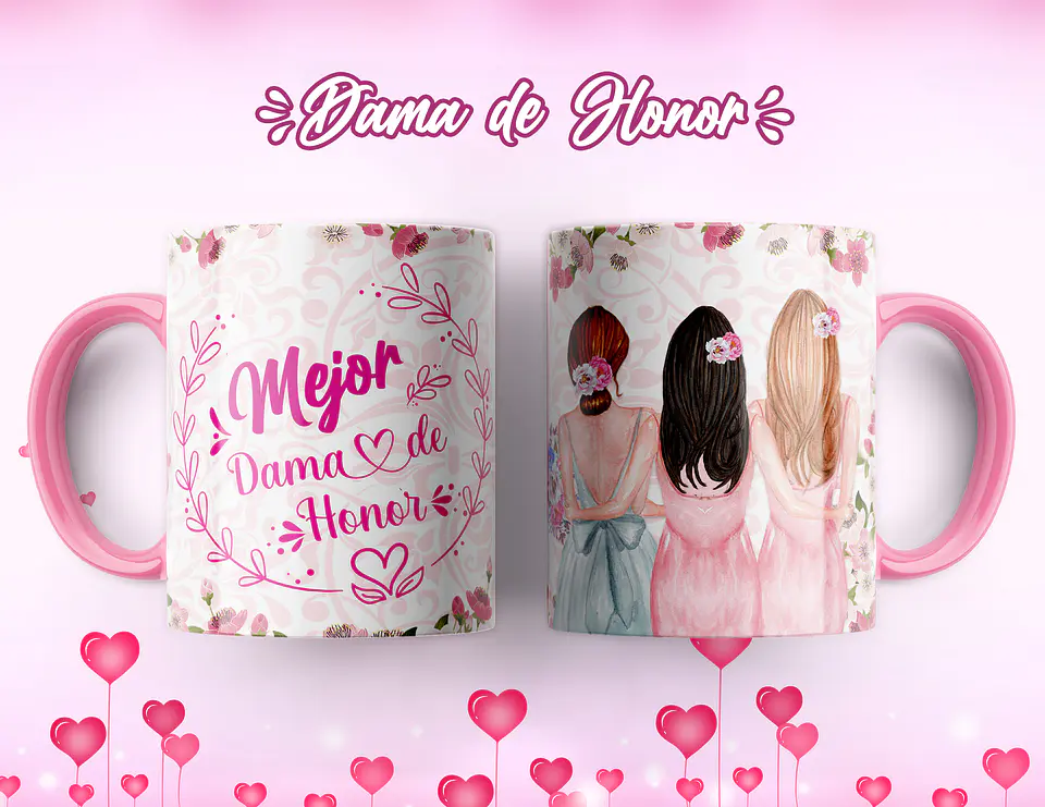 7 Artes para Caneca Dama de Honrra Arquivo Editável 4