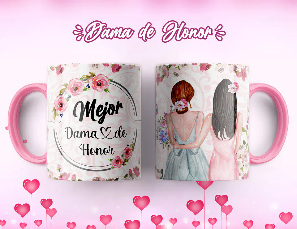 7 Artes para Caneca Dama de Honrra Arquivo Editável 5