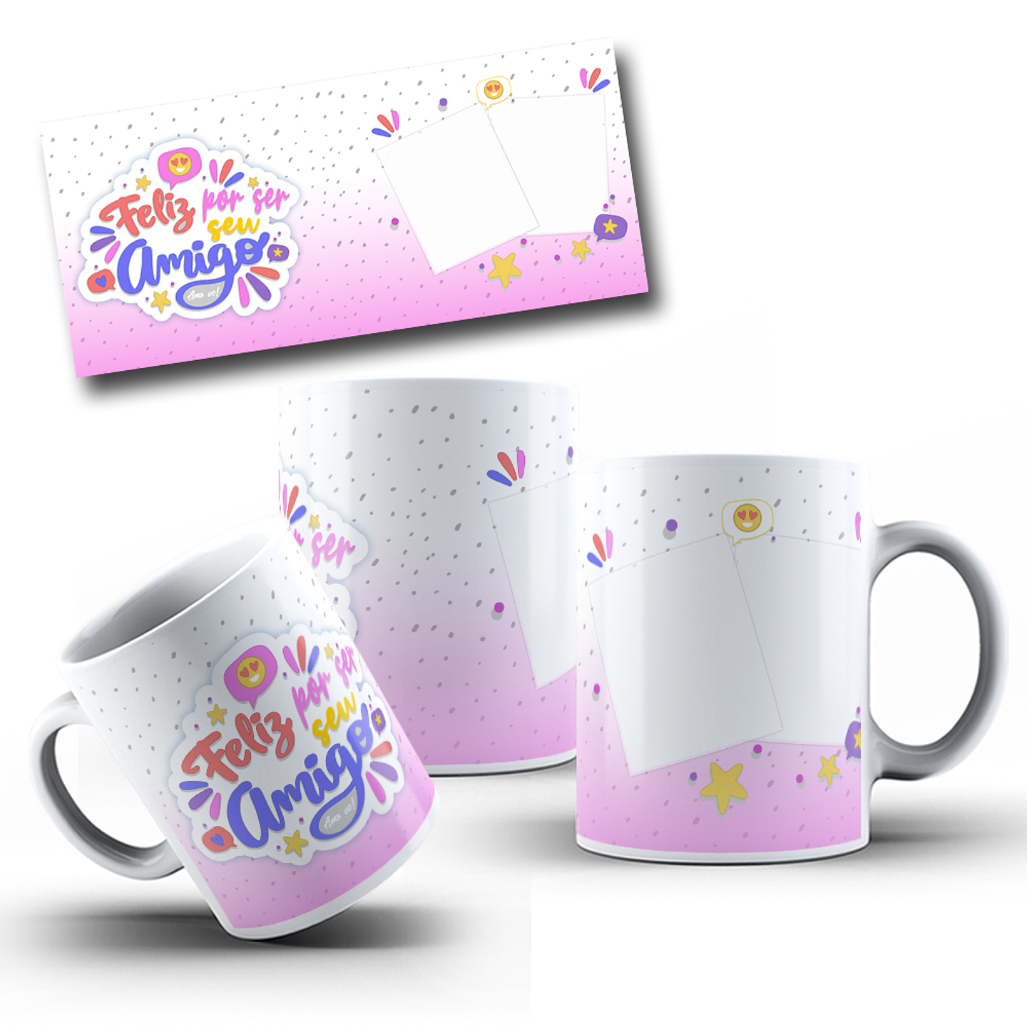 8 Artes para Caneca Amizade Amigos Arquivo Editável 4