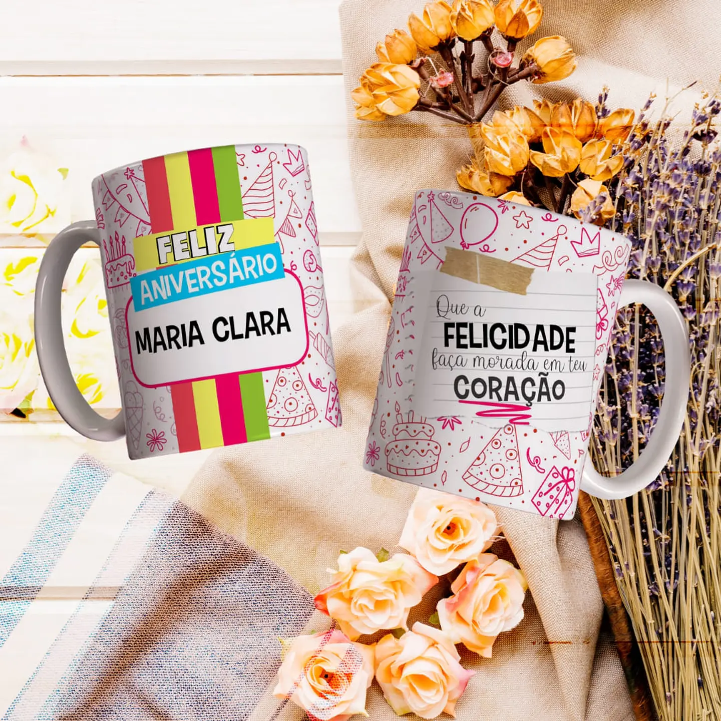 8 Artes para Caneca Feliz Aniversário Arquivo Editável 1