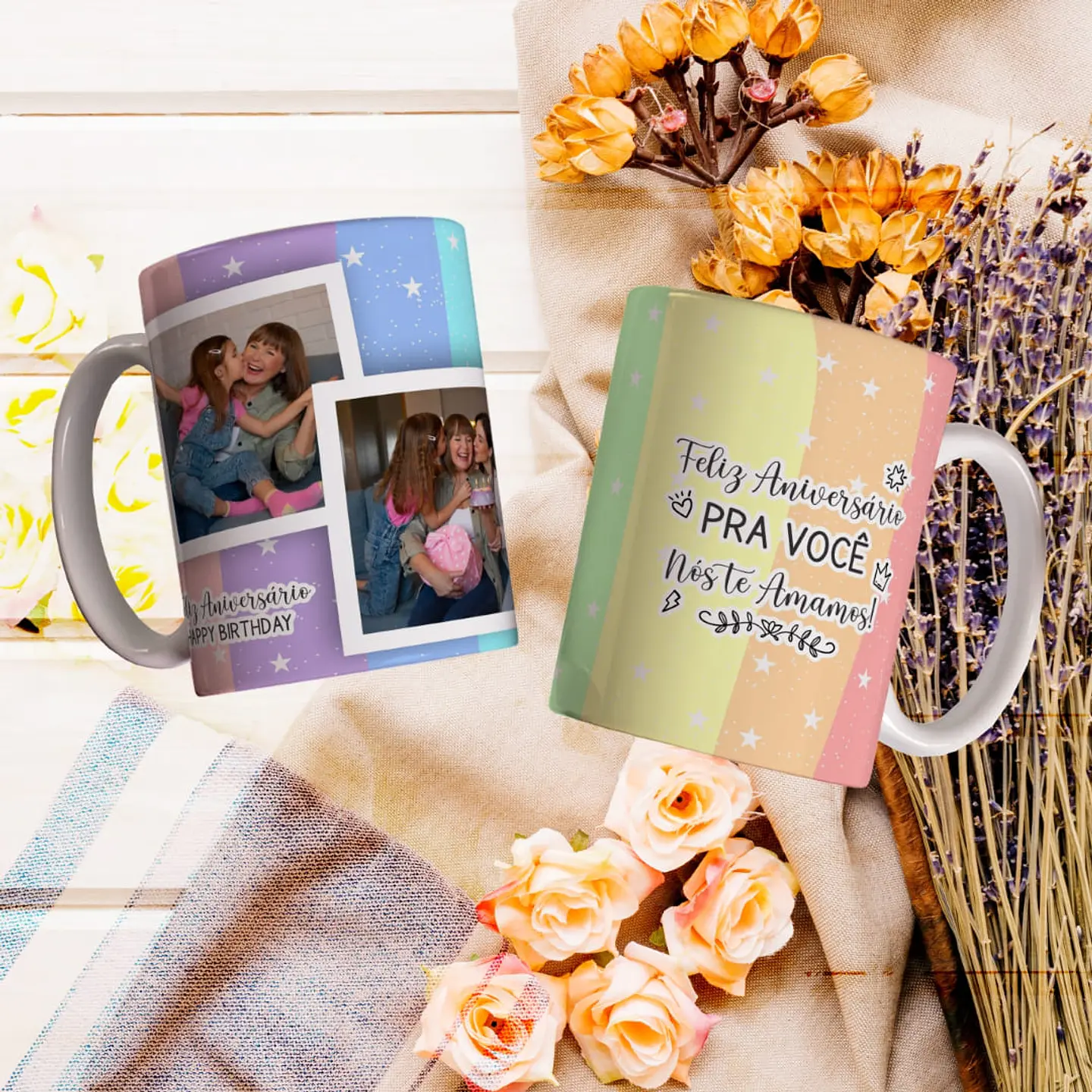 8 Artes para Caneca Feliz Aniversário Arquivo Editável 4