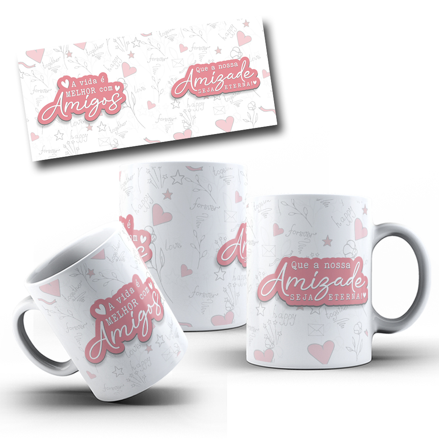 8 Artes para Caneca Amizade Amigos Arquivo Editável 9