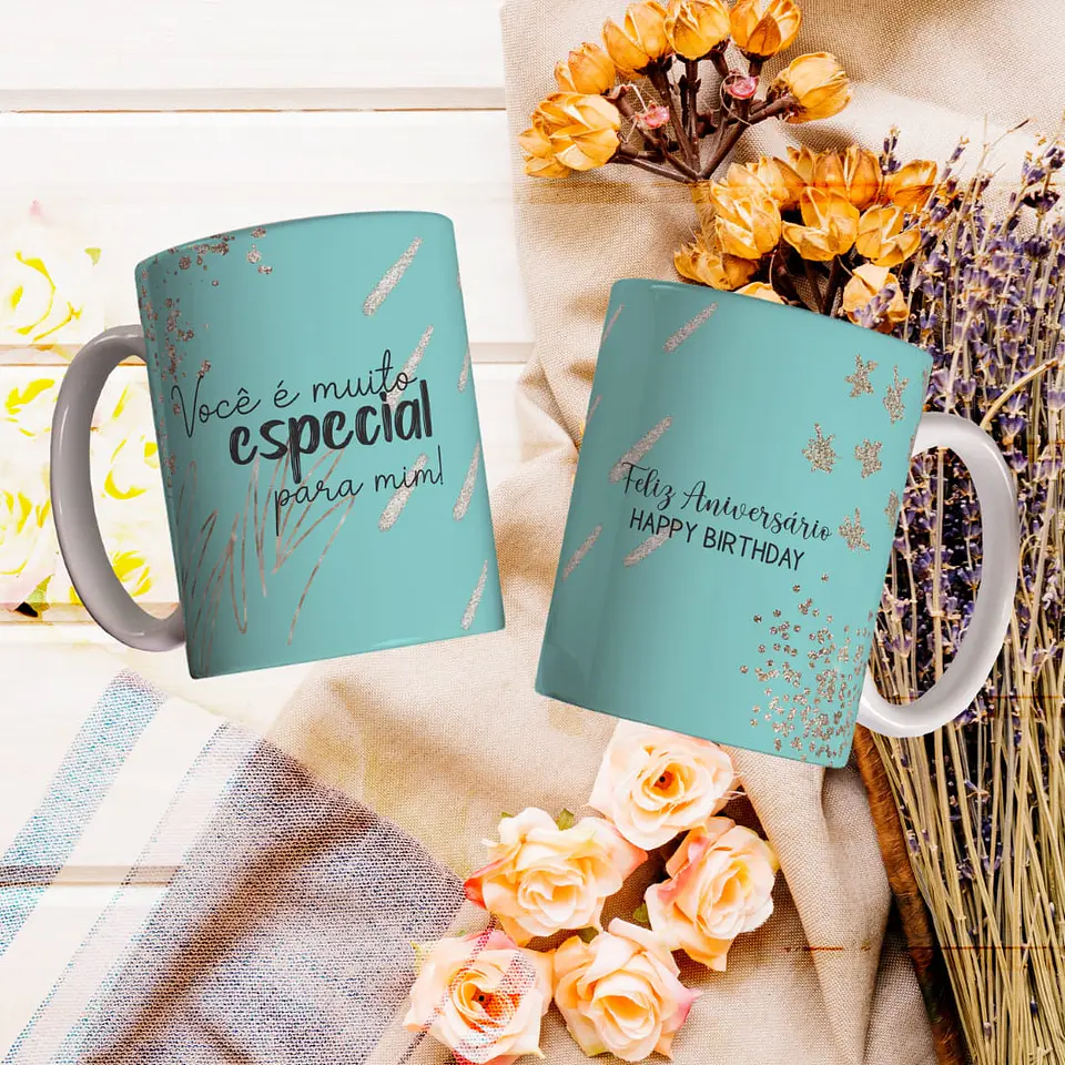 8 Artes para Caneca Feliz Aniversário Arquivo Editável 8