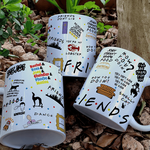 8 Artes para Caneca Amigos Friends Personagens Arquivo em Jpg