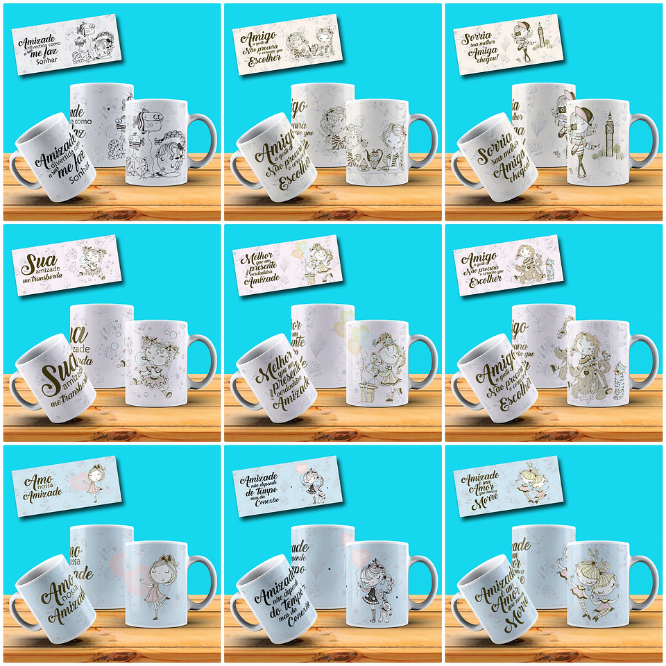 33 Artes para Caneca Amizade Amigos Arquivo em Jpg 2