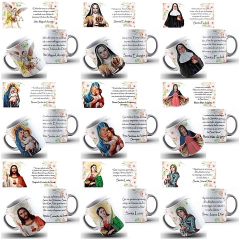 35 Artes para Caneca Santinhos Catolicos com Oração Arquivo Editável
