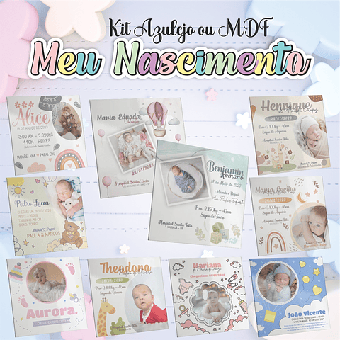 10 Artes para Azulejo Meu Nascimento Arquivo Editável