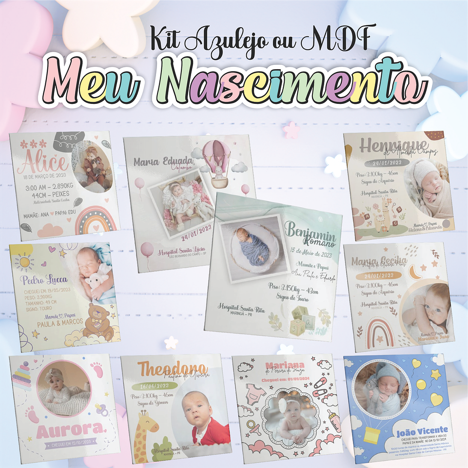 10 Artes para Azulejo Meu Nascimento Arquivo Editável 1