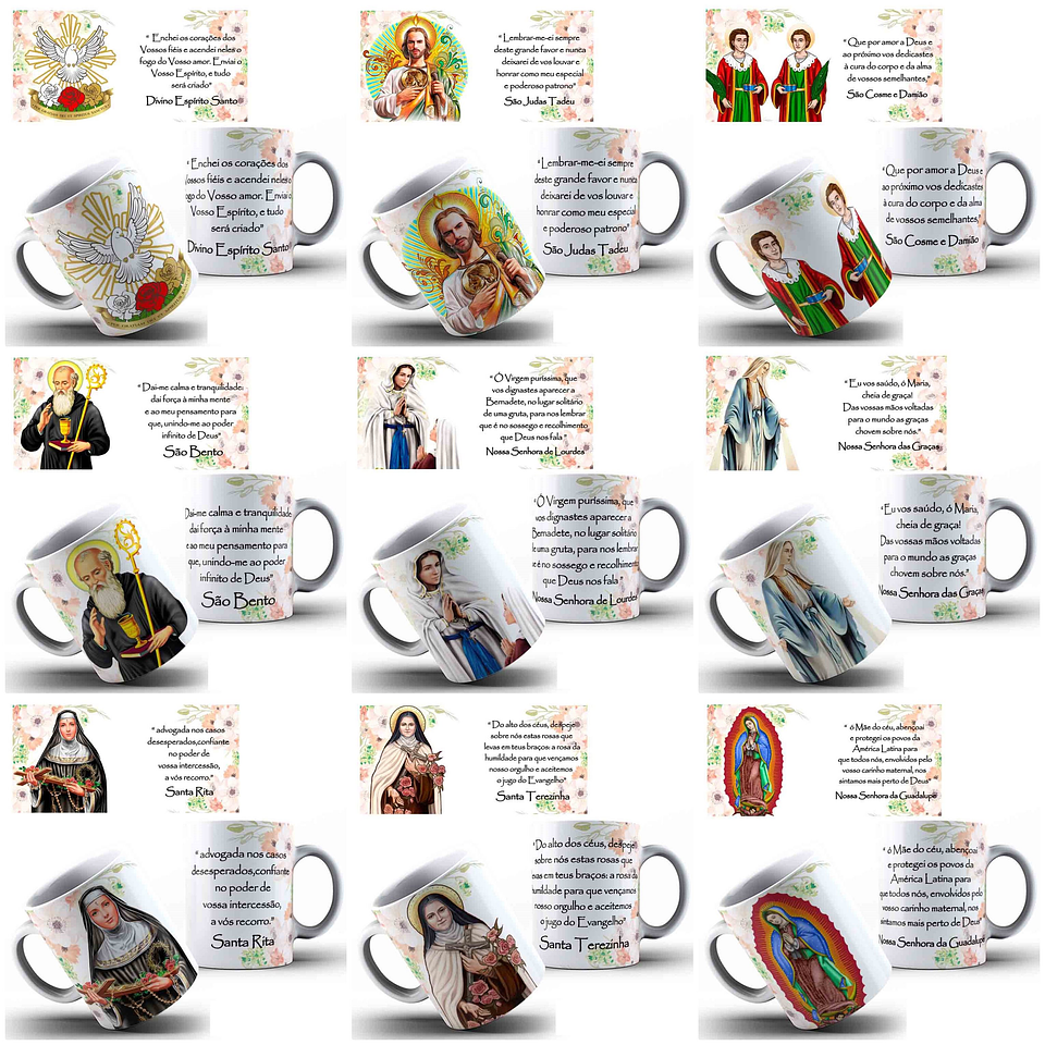 35 Artes para Caneca Santinhos Catolicos com Oração Arquivo Editável 4