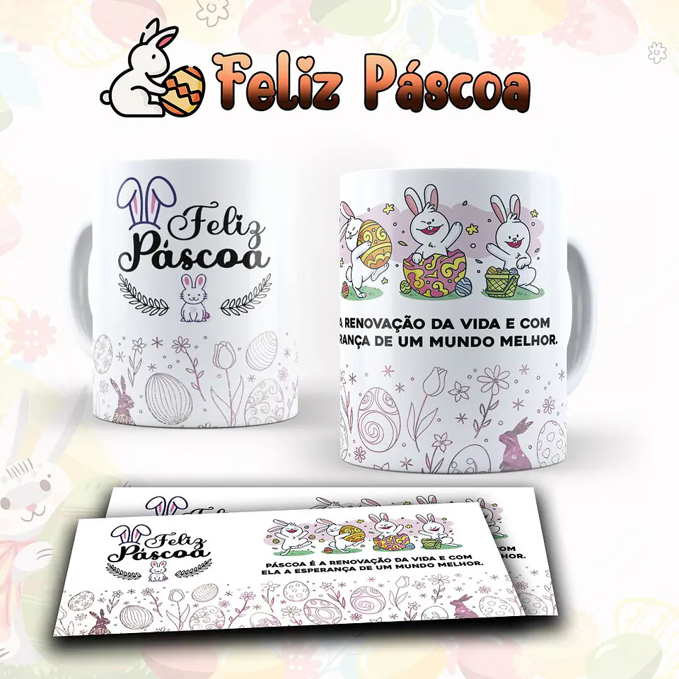 10 Artes para Caneca Páscoa Arquivo Editável  1