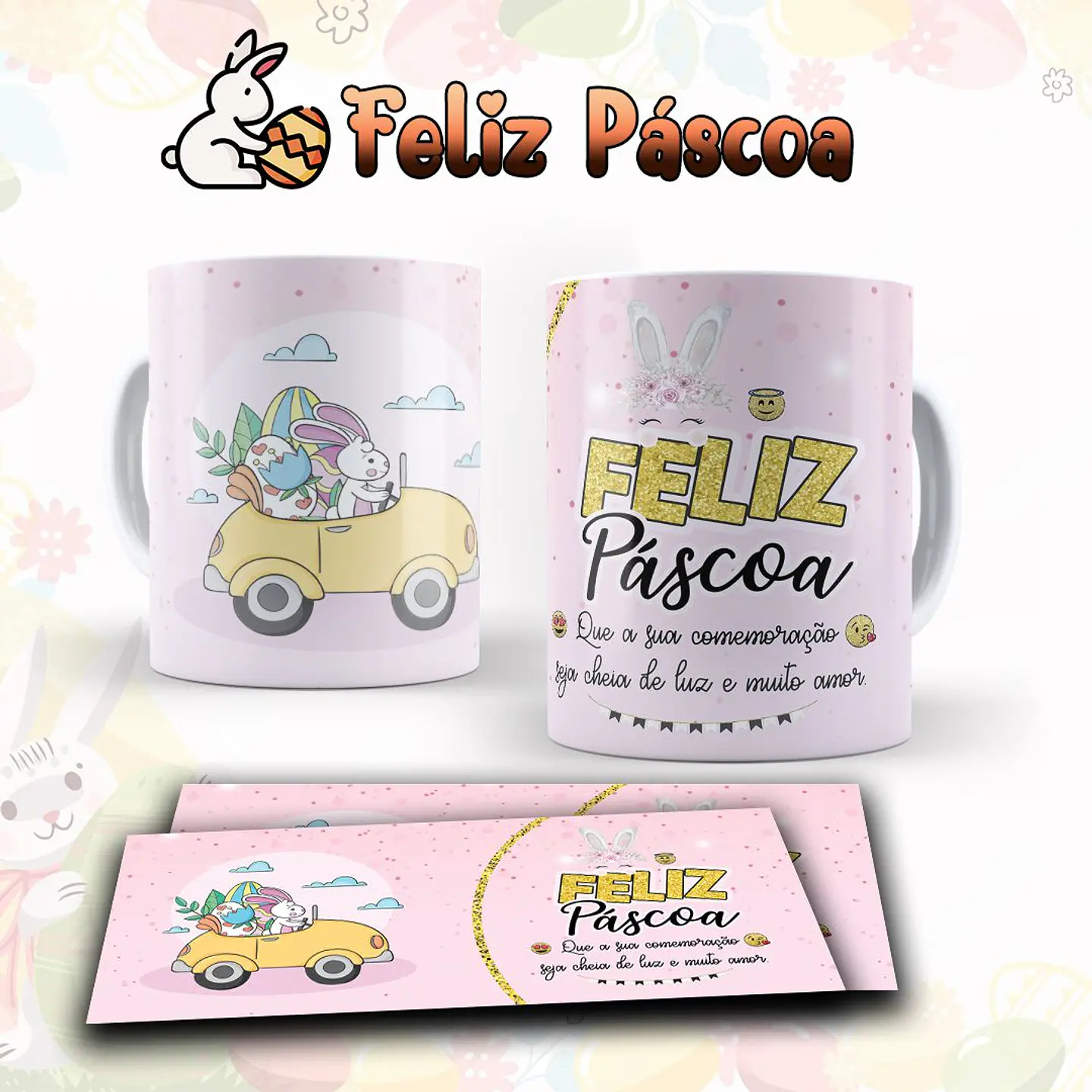10 Artes para Caneca Páscoa Arquivo Editável  2
