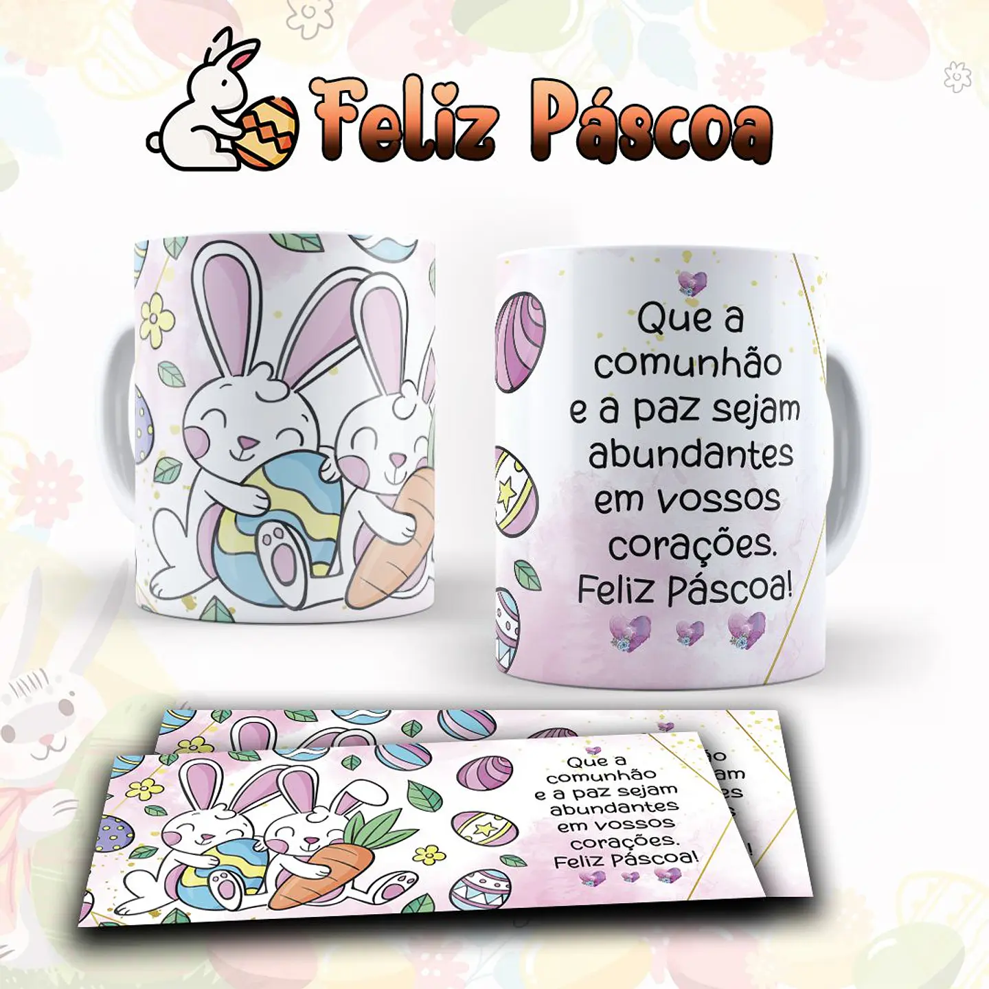 10 Artes para Caneca Páscoa Arquivo Editável  3