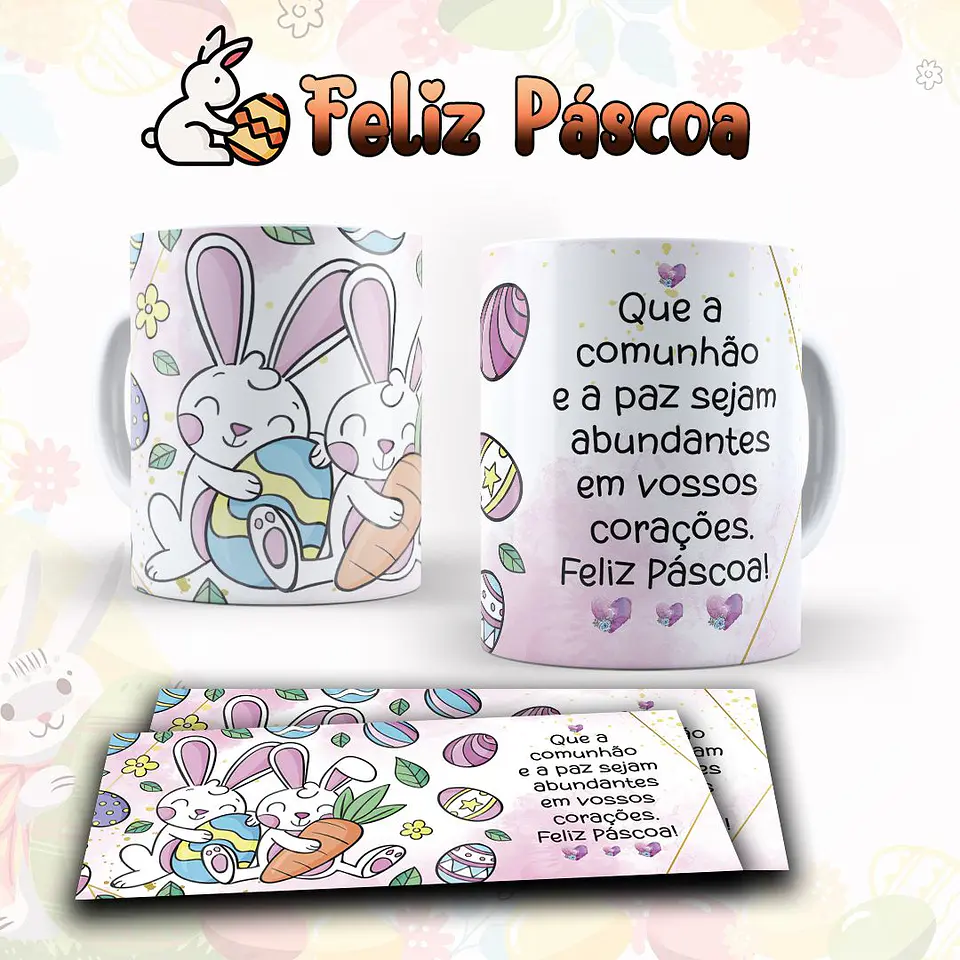 10 Artes para Caneca Páscoa Arquivo Editável  3