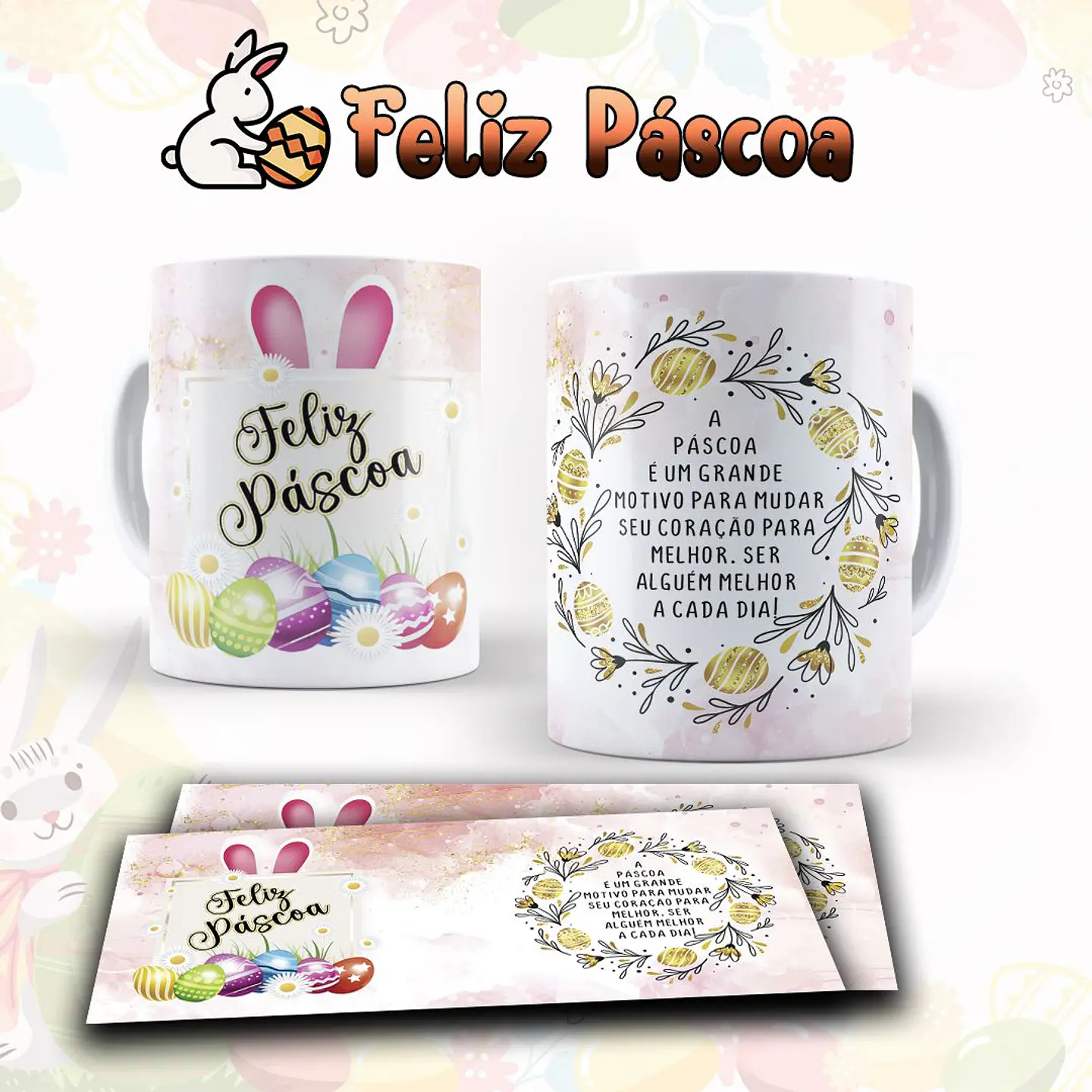 10 Artes para Caneca Páscoa Arquivo Editável  6