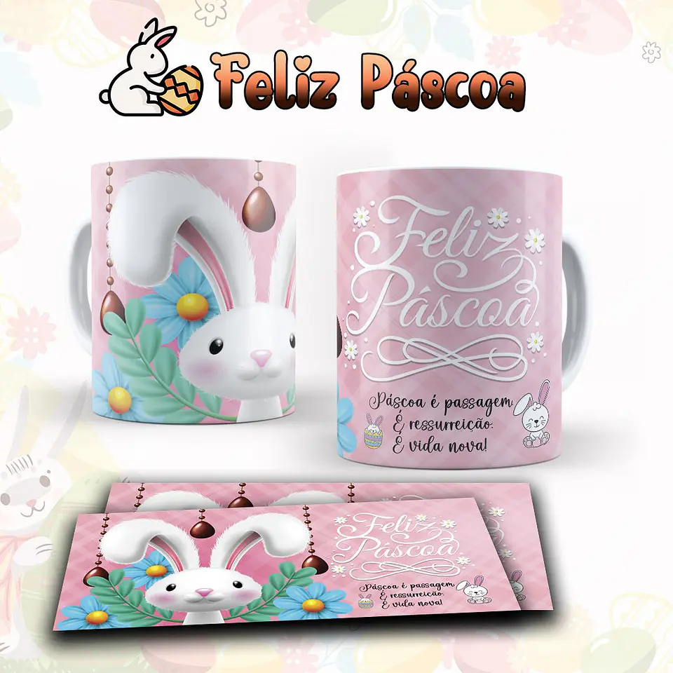 10 Artes para Caneca Páscoa Arquivo Editável  10