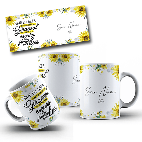 13 Artes para Caneca Girassol Arquivo Editável
