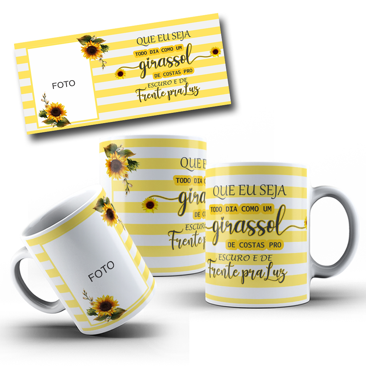 13 Artes para Caneca Girassol Arquivo Editável 2