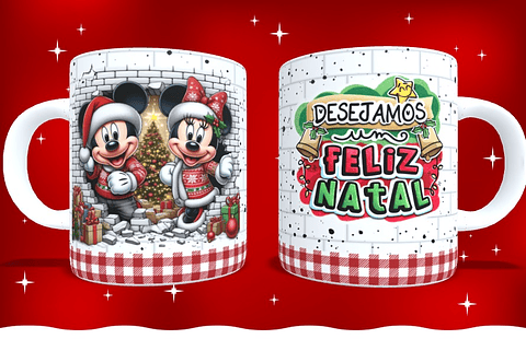 14 Artes para Caneca e Camisa Natal Mickey Arquivo em Png