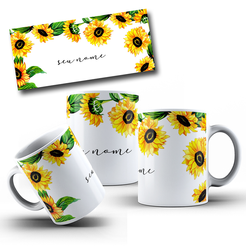13 Artes para Caneca Girassol Arquivo Editável 6