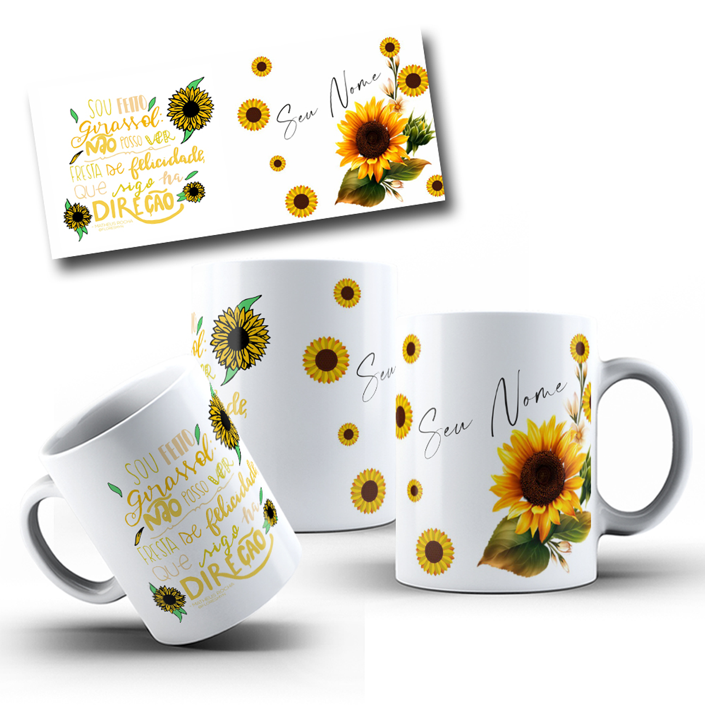 13 Artes para Caneca Girassol Arquivo Editável 8