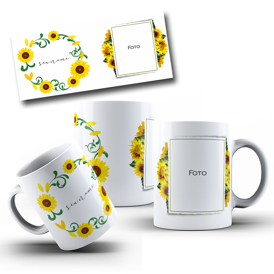 13 Artes para Caneca Girassol Arquivo Editável 11