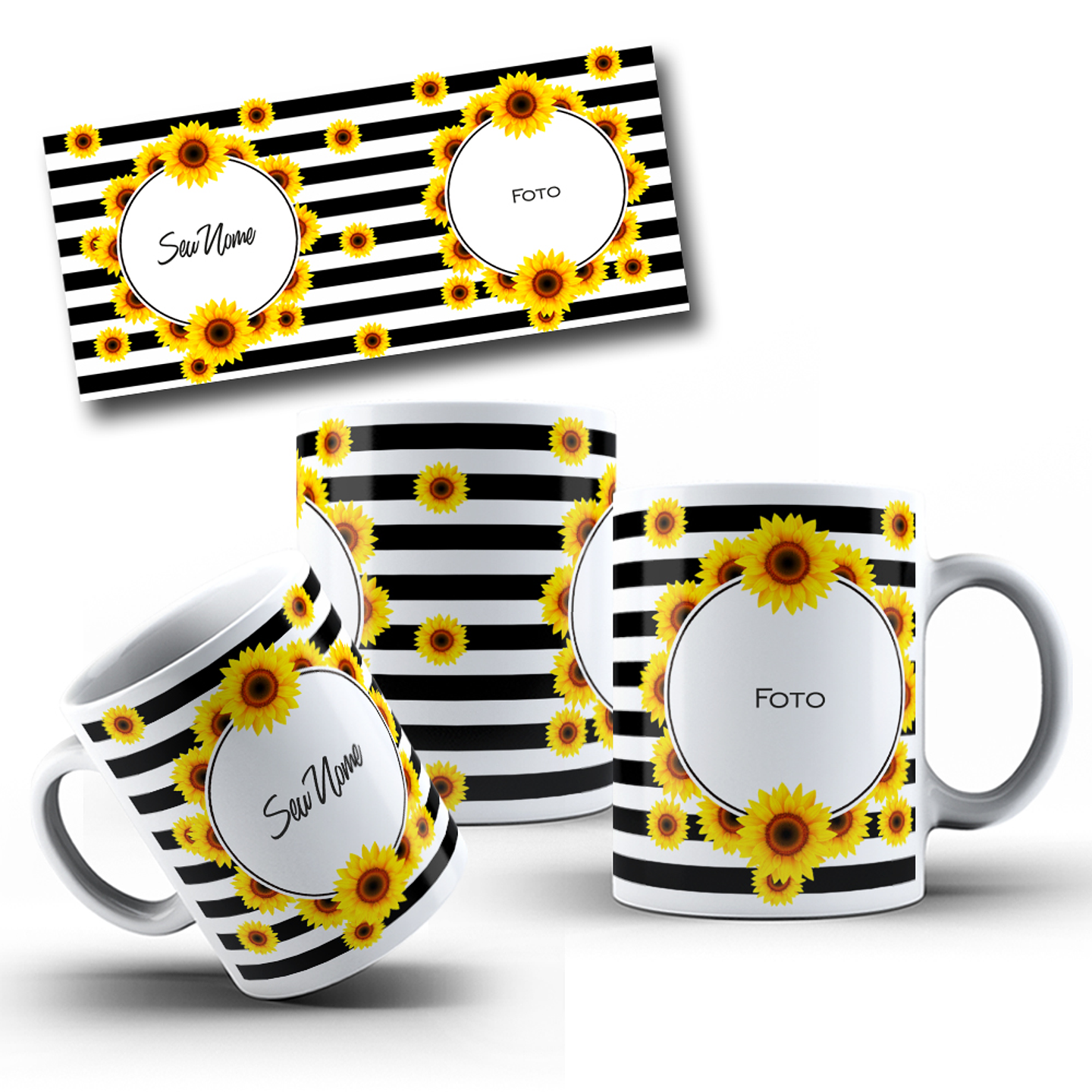 13 Artes para Caneca Girassol Arquivo Editável 12