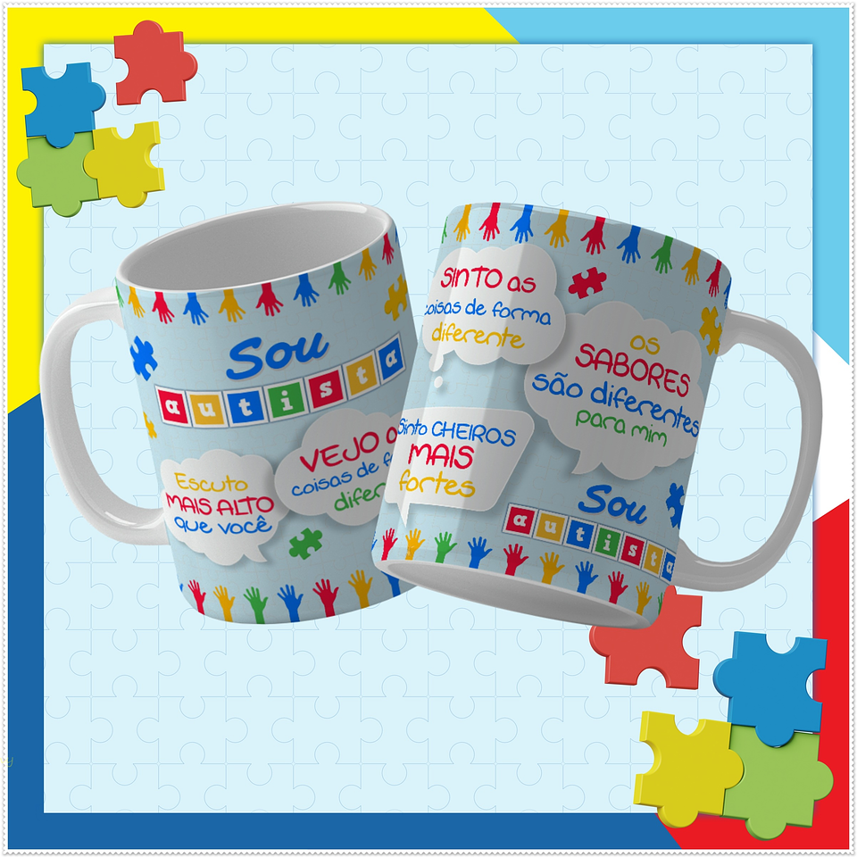 15 Artes para Caneca Autismo Arquivo Editável 1