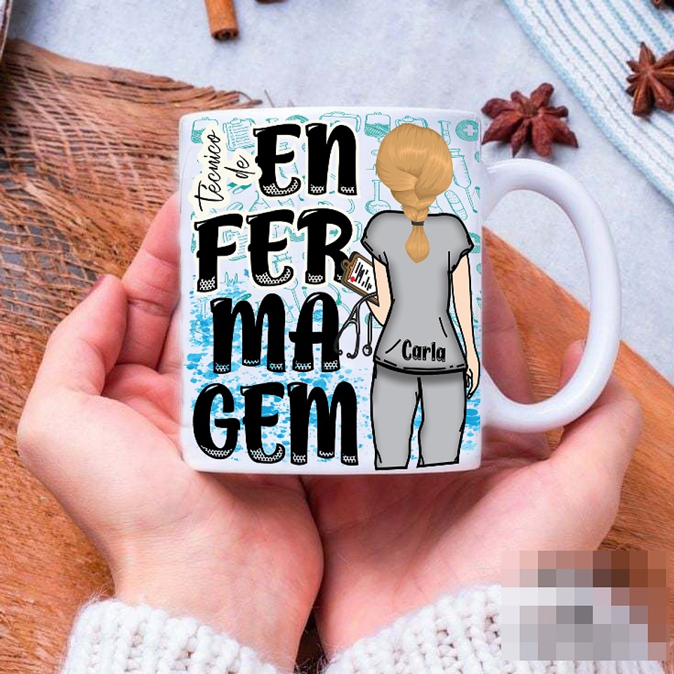 16 Artes para Caneca e Camisa Enfermagem Arquivo Editável 1