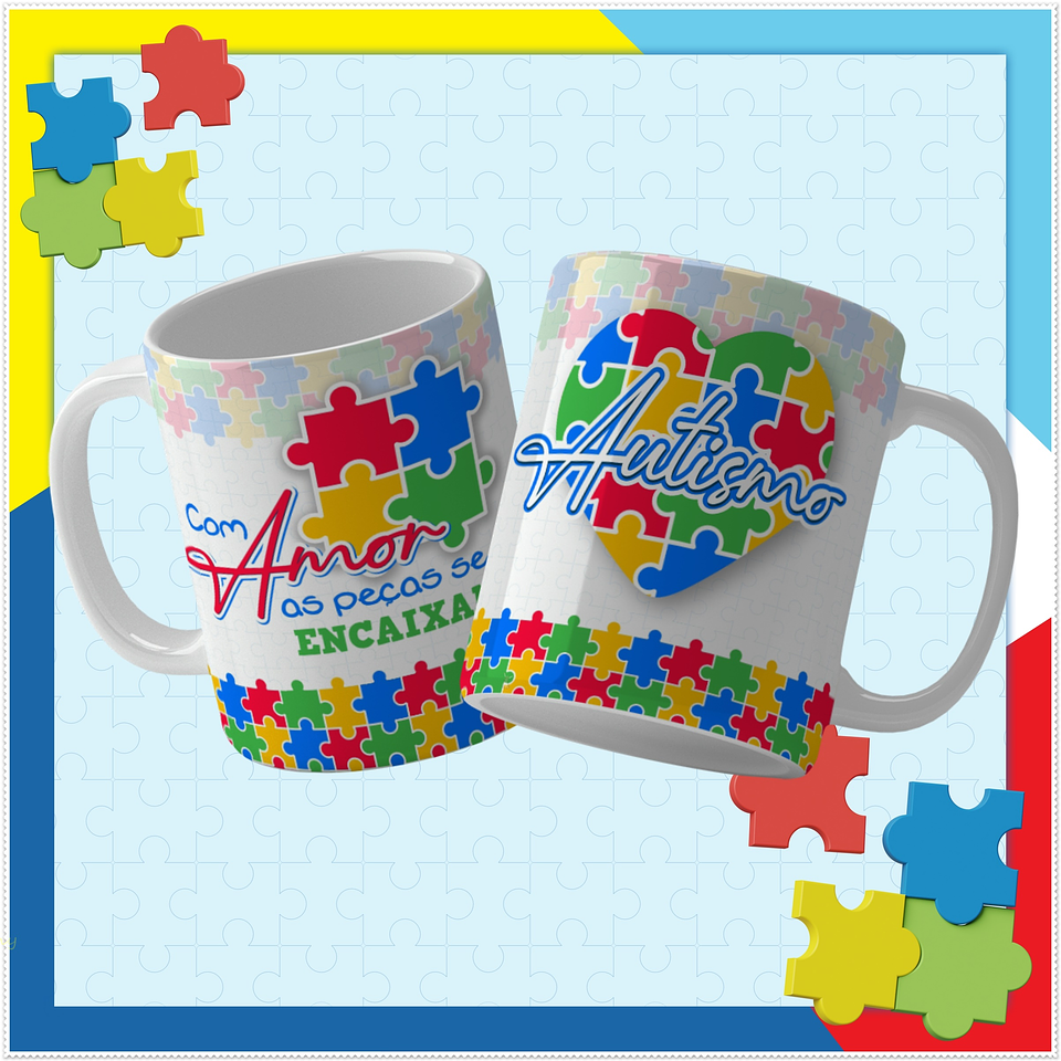 15 Artes para Caneca Autismo Arquivo Editável 5