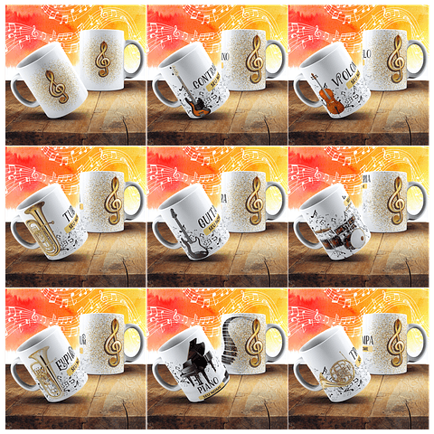 18 Artes para Caneca Instrumentos Musicais Arquivo em Jpg