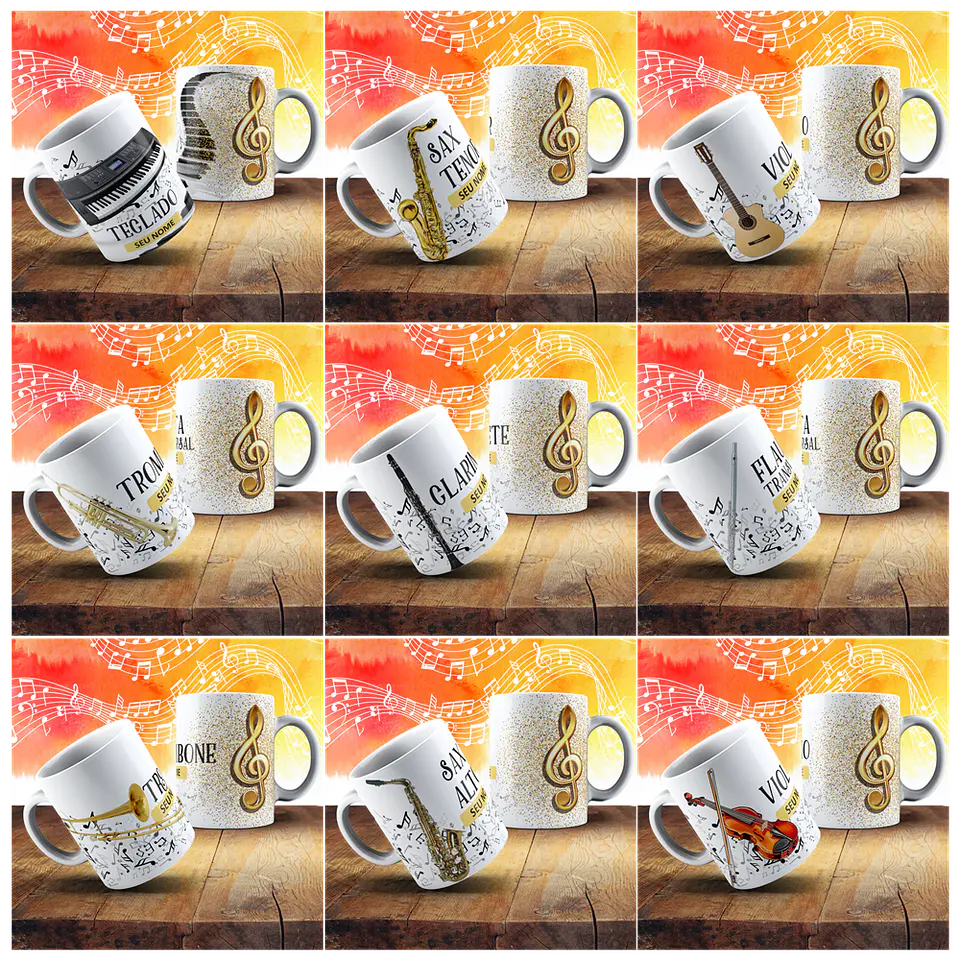 18 Artes para Caneca Instrumentos Musicais Arquivo em Jpg 2