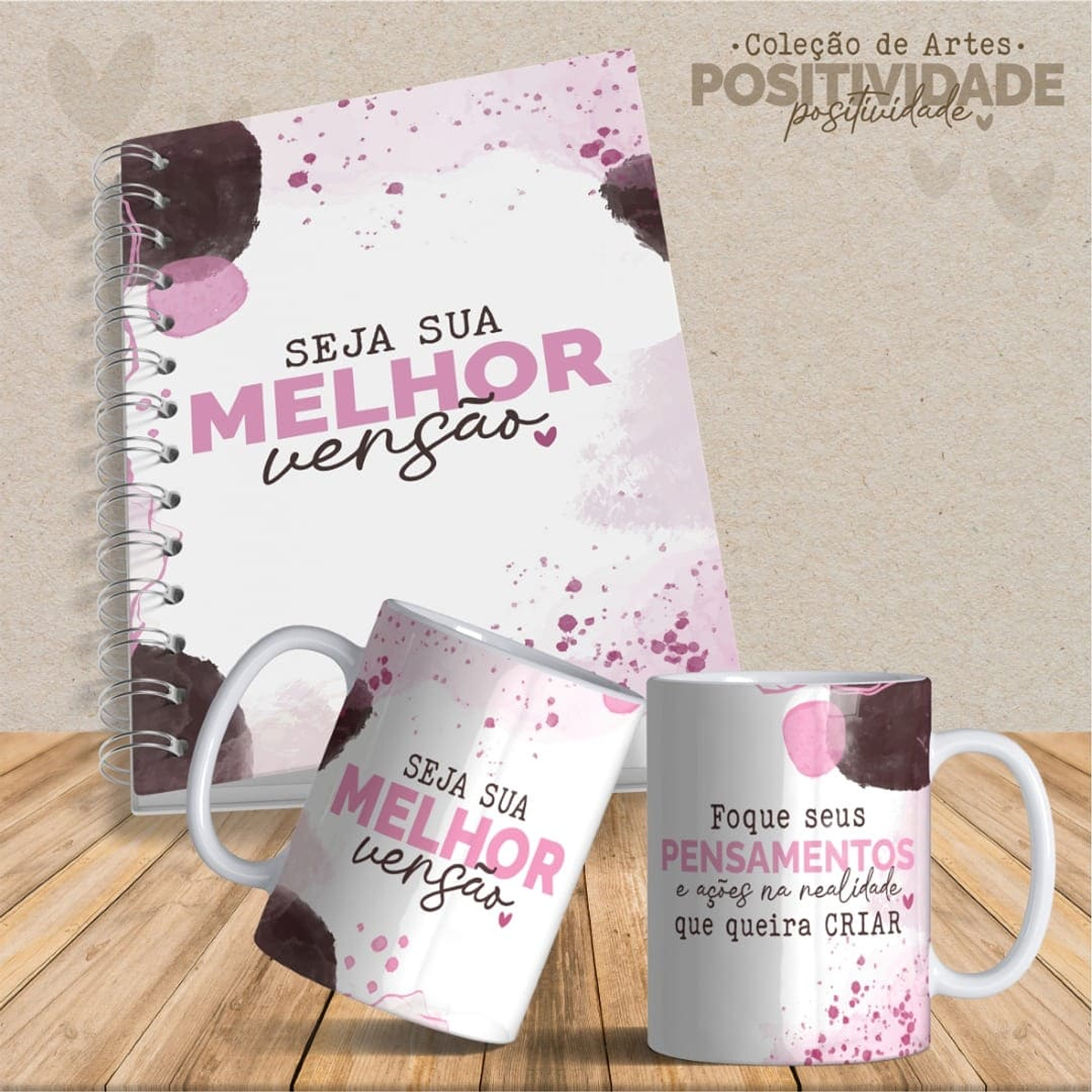 Arquivo para Capa Agendas e Caneca Positividade Arquivo Editável 1