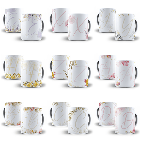 26 Artes para Caneca Alfabeto Arquivo Editável 