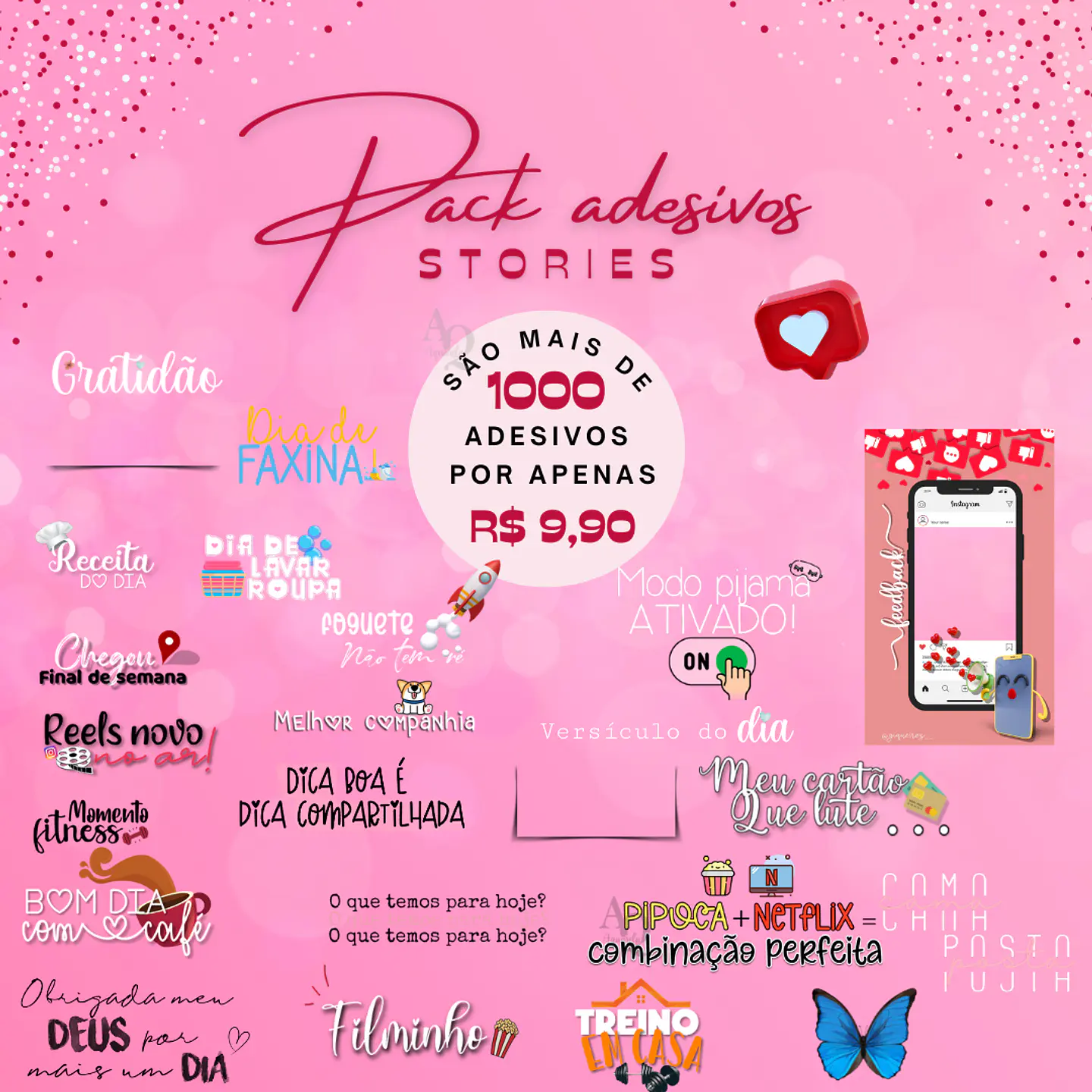 Kit Digital Adesivo para Stories em Png 1