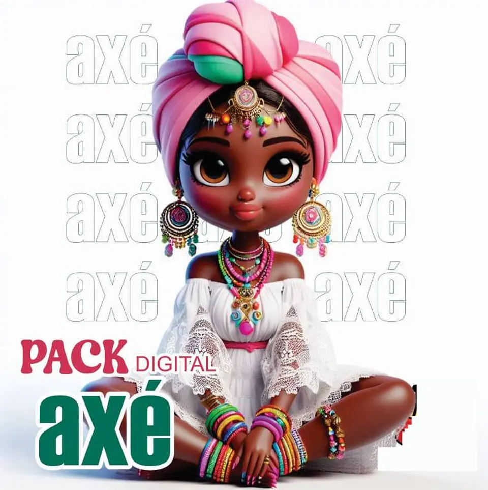 Kit Digital Mascotinha Afro Axé em Png  2