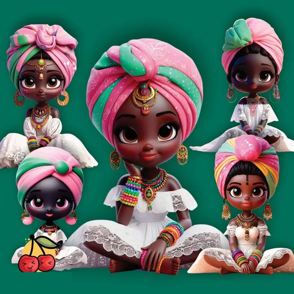 Kit Digital Mascotinha Afro Axé em Png  3