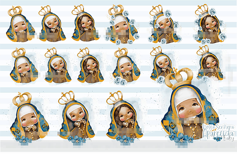 Kit Digital Nossa Senhora Aparecida Baby Aquarela em Png