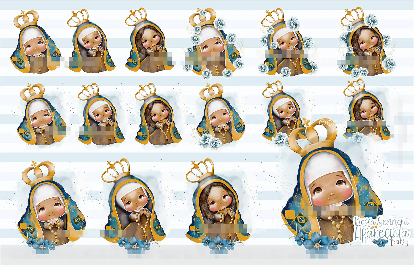 Kit Digital Nossa Senhora Aparecida Baby Aquarela em Png 1