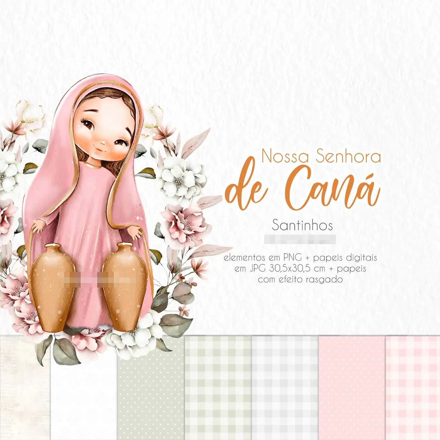 Kit Digital Nossa Senhora de Caná Aquarela em Png  3