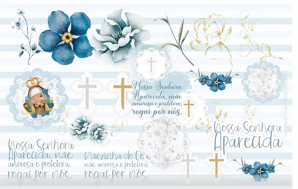 Kit Digital Nossa Senhora Aparecida Baby Aquarela em Png 3