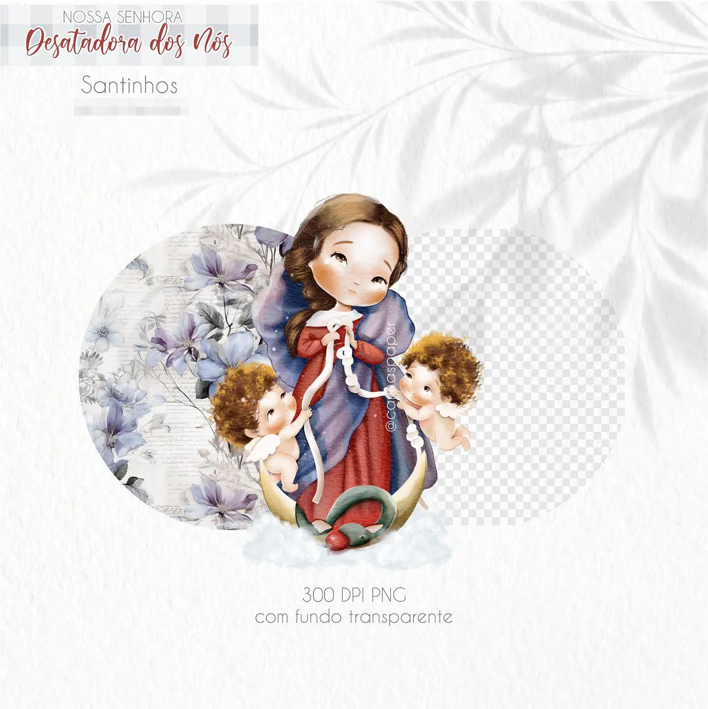 Kit Digital Nossa Senhora Desatadora de Nós Aquarela em Png   4