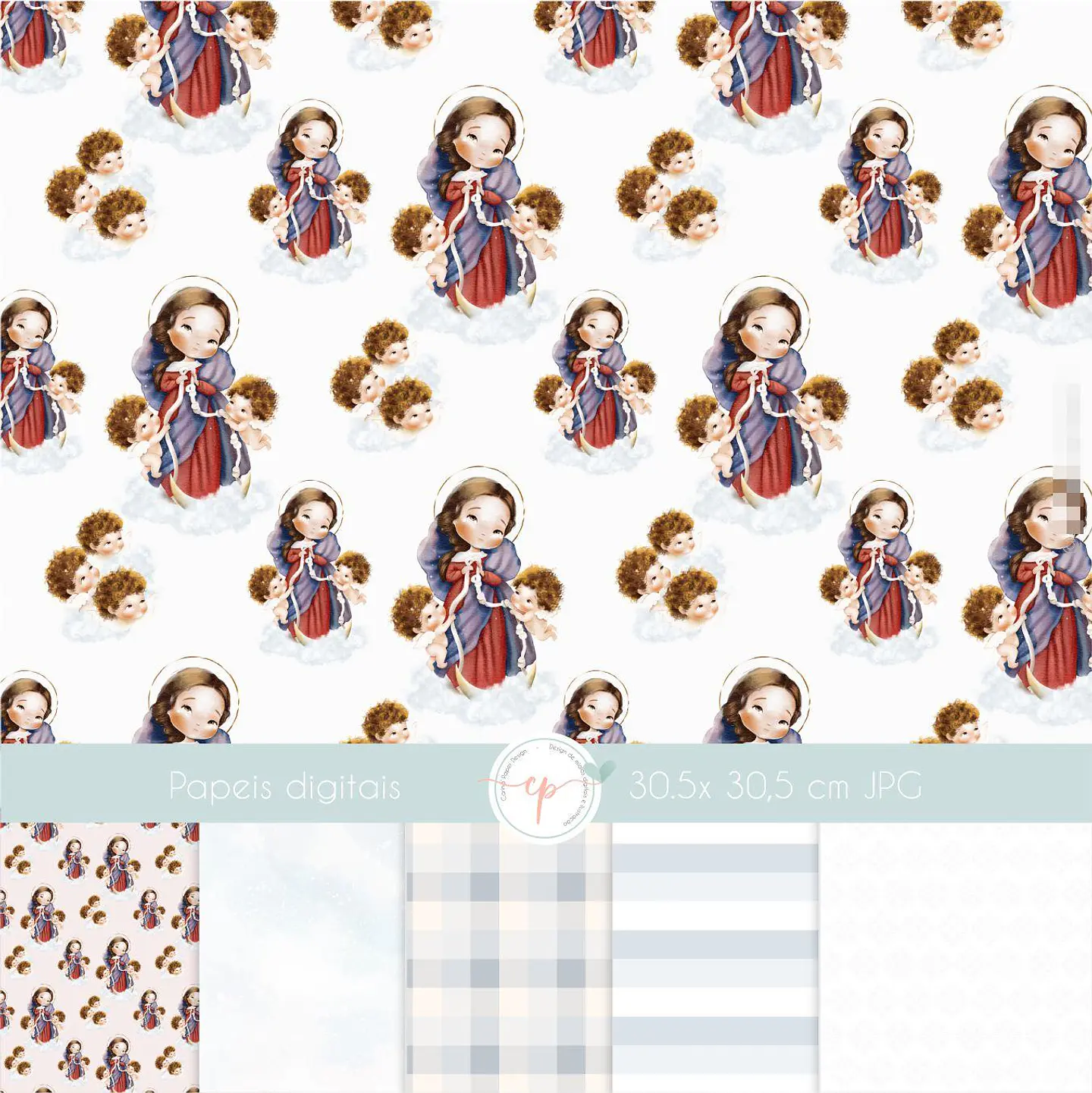 Kit Digital Nossa Senhora Desatadora de Nós Aquarela em Png   6